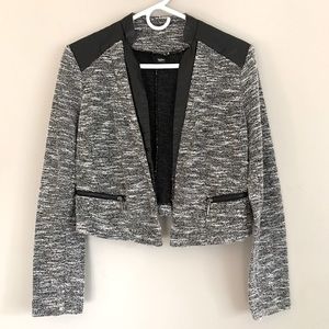 Mossimo | B&W Tweed Jacket w/ Faux Leather Details